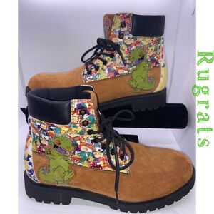 Nickelodeon Rugrats Reptar Faux Suede Lace Up Casual Boots-Mens US Size 8-EUC